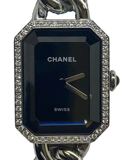 2023 Chanel Premiére Gourmette 26.1MM Quartz Black Dial Steel Bracelet (H7020)