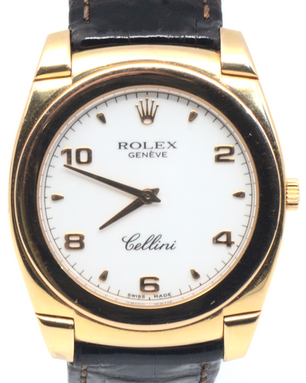 Rolex Cellini Cestello 36MM White Dial Leather Strap (5330)