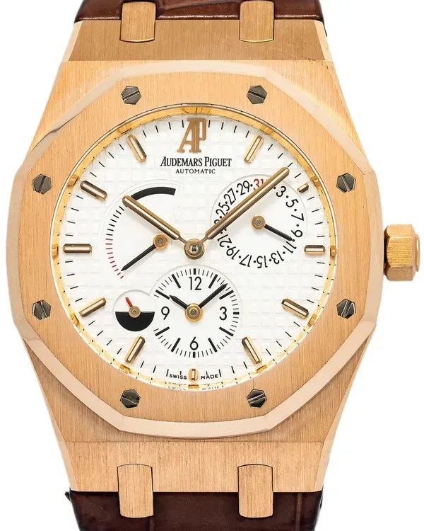 Audemars Piguet Royal Oak Dual Time 39MM White Dial Leather Strap (26120OR.OO.D088CR.01)