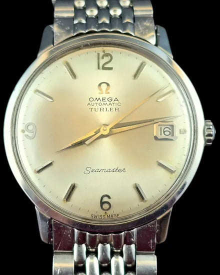 No Reserve - Rare Omega Seamaster "Türler" 34.5MM Silver Dial Steel Bracelet (166.001)