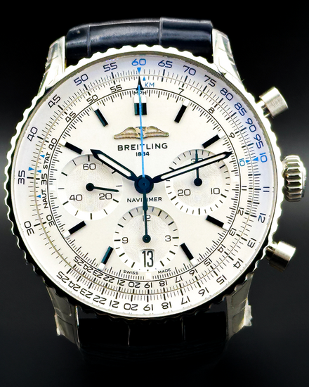 Breitling Navitimer B01 Chronograph 41MM White Dial Leather Strap (AB0139)
