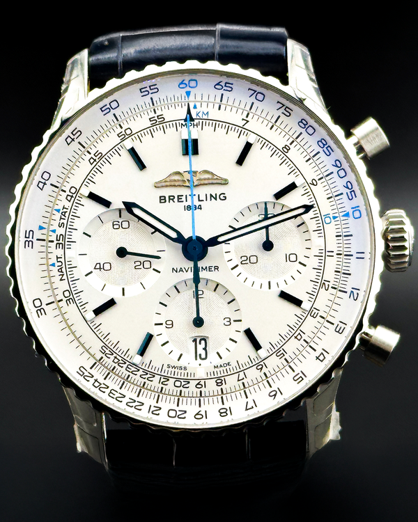 Breitling Navitimer B01 Chronograph 41MM White Dial Leather Strap (AB0139)