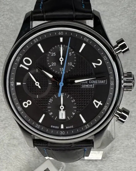 Frederique Constant Runabout Chronograph L.E. 42MM Black Dial Leather Strap (FC-392RMS5B6)