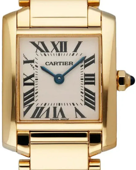 Cartier Tank Française 20MM Quartz White Dial Yellow Gold Bracelet (W50002N2)