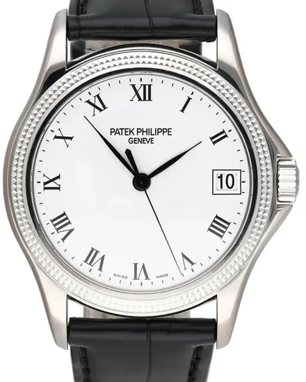 2005 Patek Philippe Calatrava 37MM White Dial Leather Strap (5117G)