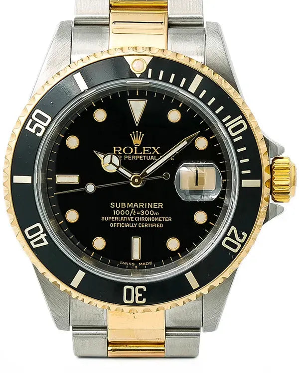 1991 (X Serial) Rolex Submariner Date 40MM Black Dial Two-Tone Oyster Bracelet (16613)