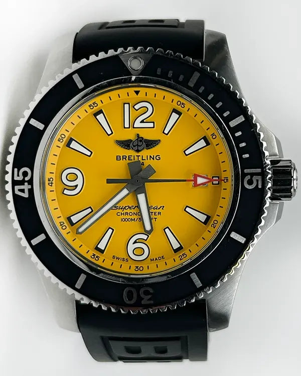 2021 Breitling Superocean 44MM Yellow Dial Rubber Strap (A17367021/1S2)