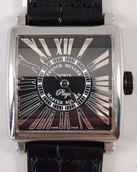 Franck Muller Master Square 30MM Quartz Black Dial Leather Strap (6002 L QZ)