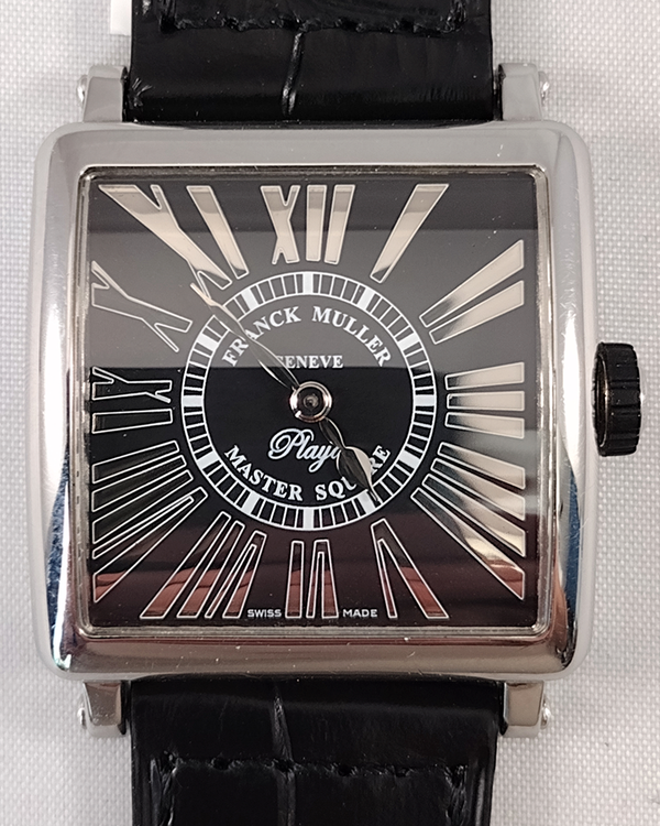 Franck Muller Master Square 32MM Quartz Black Dial Leather Strap (6002 L QZ)