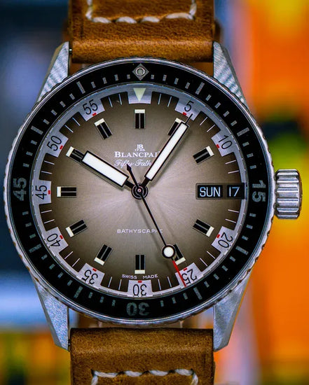2019 Blancpain Fifty Fathoms Bathyscaphe Jour Date 70s L.E. 43MM Grey Dial Leather Strap (5052-1110-063A)