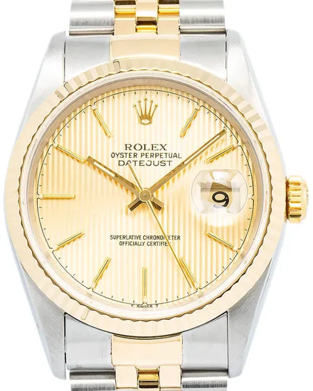 Rolex Datejust 36MM Champagne "Tapestry" Dial Two-Tone Jubilee Bracelet (16233)