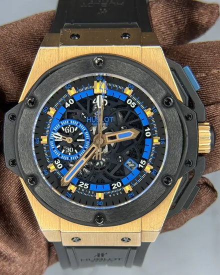 Hublot King Power UEFA "Ukraine" L.E. 48MM Skeleton Dial Rubber Strap (716.OM.1129.RX.EUR12)
