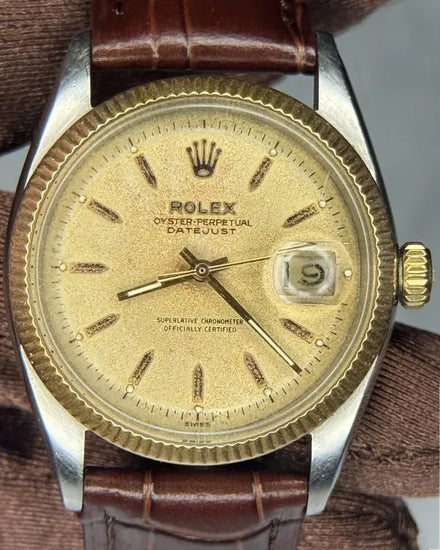 Rolex Datejust 36MM Champagne Dial Aftermarket Leather Strap (6605)