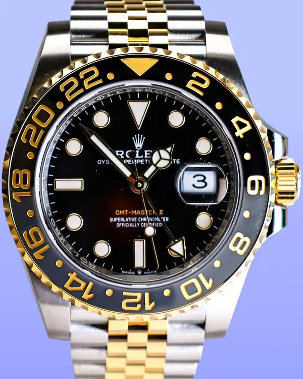 2025 Rolex GMT-Master II "Bumblebee" 40MM Black Dial Two-Tone Jubilee Bracelet (126713GRNR)