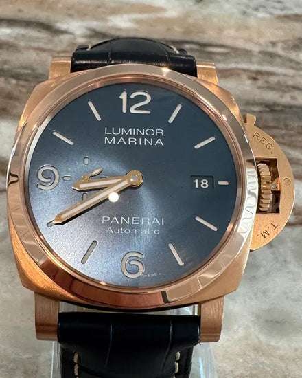 2022 Panerai Luminor Marina Goldtech 44MM Blue Dial Leather Strap (PAM01112)