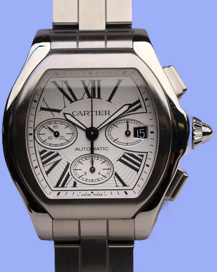 Cartier Roadster Chronograph 44MM Silver Dial Steel Bracelet (W6206019)