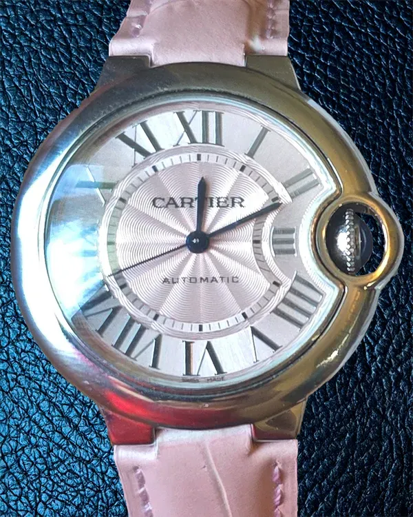 2019 Cartier Ballon Bleu 33MM Pink Dial Leather Strap (WSBB0002)