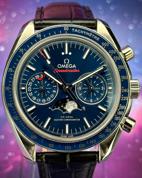 2024 Omega Speedmaster Moonphase 44.25MM Blue Dial Leather Strap (304.33.44.52.03.001)