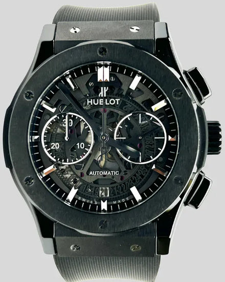 2018 Hublot Classic Fusion Aerofusion "Black Magic" 45MM Skeleton Dial Rubber Strap (525.CM.0170.RX)