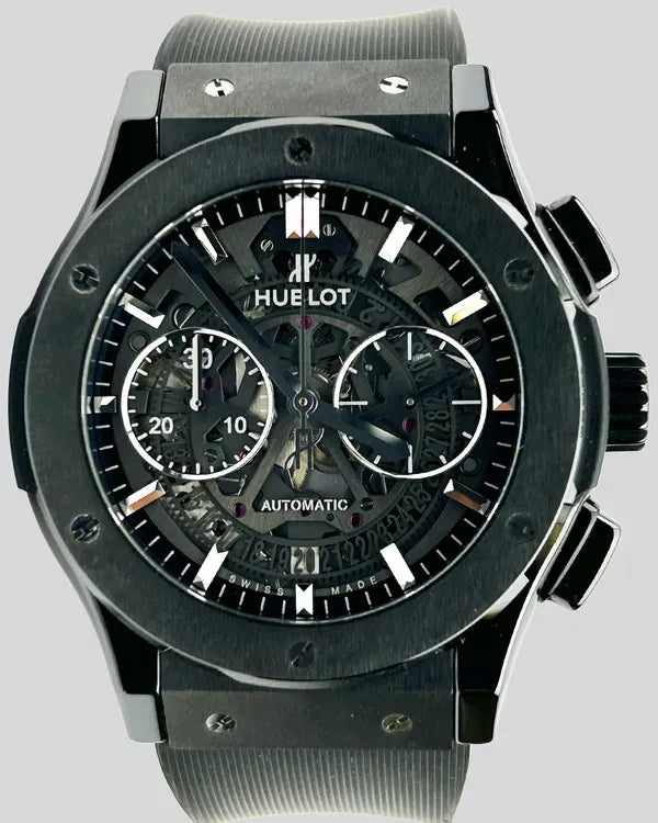 2018 Hublot Classic Fusion Aerofusion "Black Magic" 45MM Skeleton Dial Rubber Strap (525.CM.0170.RX)