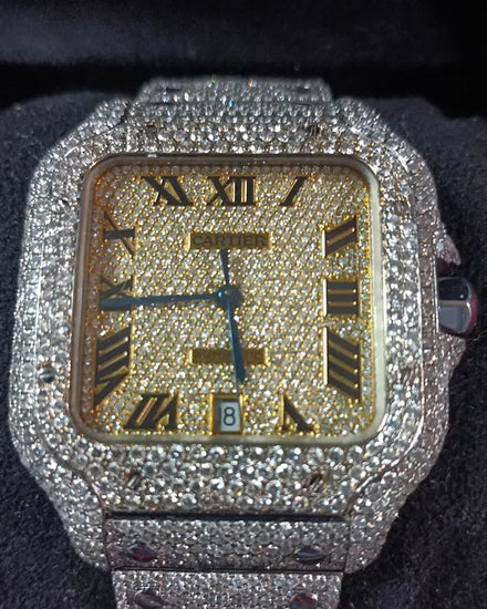 Cartier Santos De Cartier 39.8MM Aftermarket Diamond Dial Aftermarket Steel Bracelet (WSSA0018)
