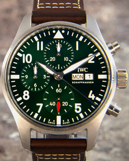 IWC Schaffhausen Pilot 41MM Green Dial Leather Strap (IW388103)