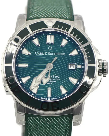Carl F. Bucherer Patravi Scubatec 44MM Green Dial Textile Strap (00.10632.23.93.01)