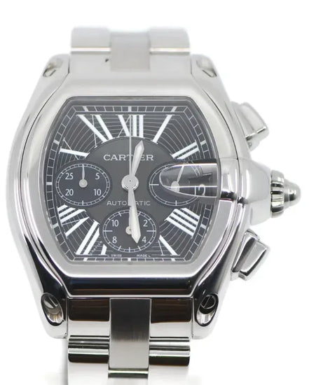 Cartier Roadster Chronograph 43MM Black Dial Steel Bracelet (W62020X6)