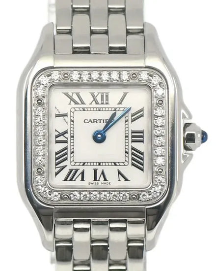Cartier Panthère De Cartier 22MM Quartz White Dial Steel Bracelet (W4PN0007)
