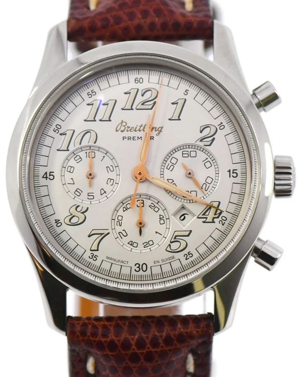 Breitling Navitimer Premier 37MM White Dial Leather Strap (A42035)