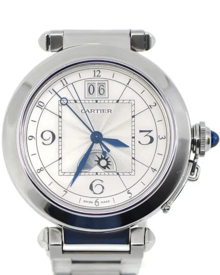 Cartier Pasha De Cartier Big Date 42MM Silver Dial Steel Bracelet (W31093M7)