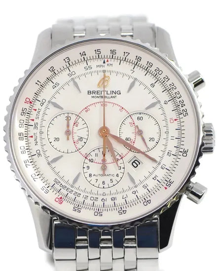 Breitling Montbrillant 38MM White Dial Steel Bracelet (A41370)