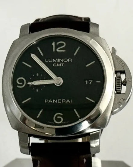 Panerai Luminor 1950 3 Days GMT 44MM Black Dial Leather Strap (PAM00320)