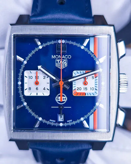 Tag Heuer Monaco "Gulf Racing" S.E. 39MM Blue Dial Leather Strap (CBL2115.FC6494)