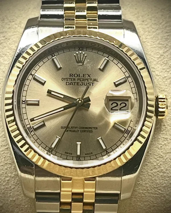 2007 (Z Serial) Rolex Datejust 36MM Champagne Dial Two-Tone Super Jubilee Bracelet (116233)