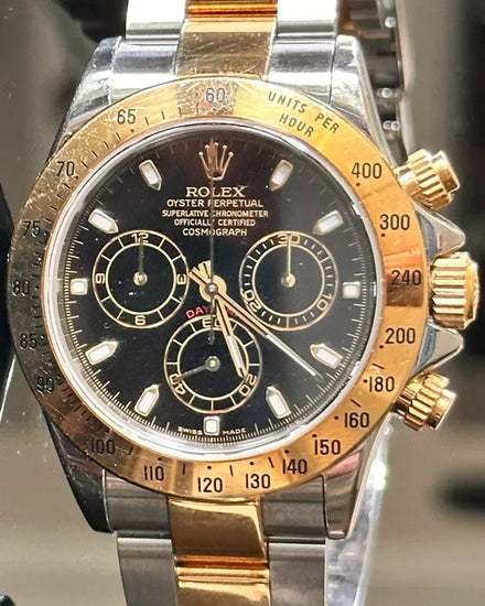 Rolex Cosmograph Daytona 40MM Black Dial Two-Tone Oyster Bracelet (116523)