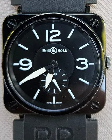 Bell & Ross BR S 39MM Quartz Black Dial Rubber Strap (BRS-98-BCS)