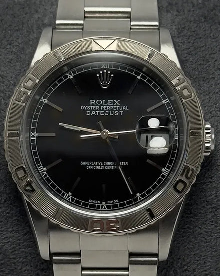 Rolex Datejust Turn-O-Graph 36MM Black Dial Oyster Bracelet (16264)