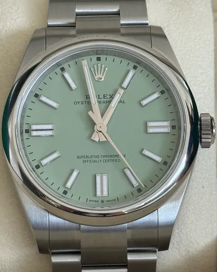 2025 Rolex Oyster Perpetual 41MM Pistachio Dial Oyster Bracelet (134300)