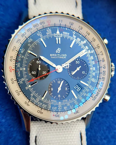 Breitling Navitimer 1 B01 43MM Blue Dial Aftermarket Textile Strap (AB0121)