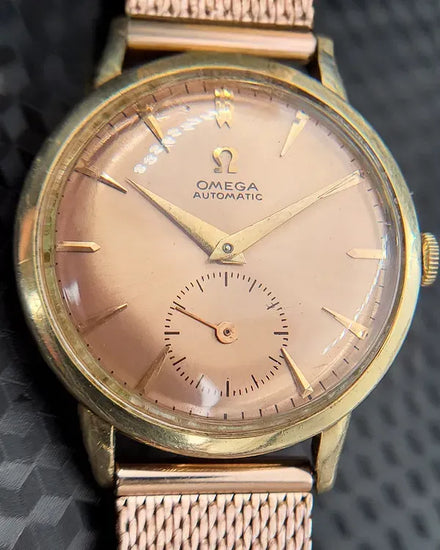 Omega Vintage 33MM Aftermarket Salmon Dial Aftermarket Steel Bracelet (F6212)