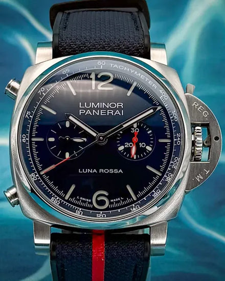 2022 Panerai Luminor Chrono Luna Rossa 44MM Blue Dial Textile Strap (PAM01303)