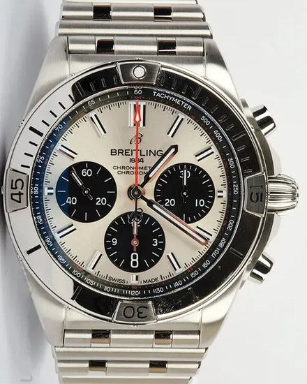 2022 Breitling Chronomat B01 "Blackeye" 42MM Silver Dial Steel Bracelet (AB0134101G1A1)