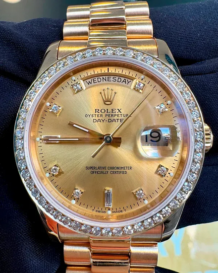 Rolex Day-Date 36MM Champagne Dial Yellow Gold President Bracelet (18238)