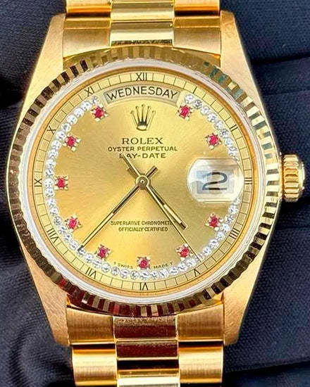 Rolex Day-Date 36MM Champagne Dial Yellow Gold President Bracelet (18038)