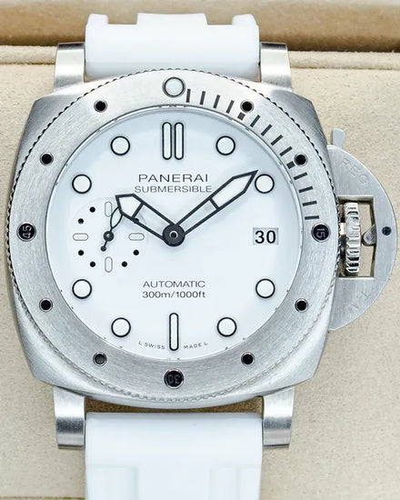 2024 Panerai Submersible Bianco 42MM White Dial Aftermarket Rubber Strap (PAM02223)