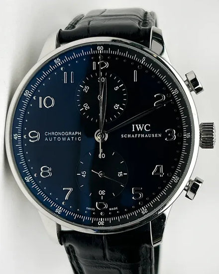 IWC Schaffhausen Portugieser Chronograph 41MM Black Dial Leather Strap (IW371438)