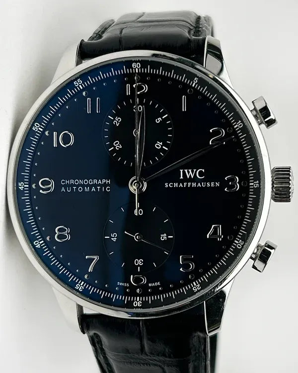 IWC Schaffhausen Portugieser Chronograph 41MM Black Dial Leather Strap (AS04137)