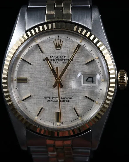 1974 (3.6 Mill Serial) Rolex Datejust 36MM Silver "Linen" Dial Two-Tone Jubilee Bracelet (1601)