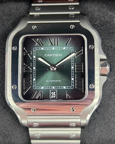 2025 Cartier Santos De Cartier 39.8MM Green Dial Steel Bracelet (WSSA0062)